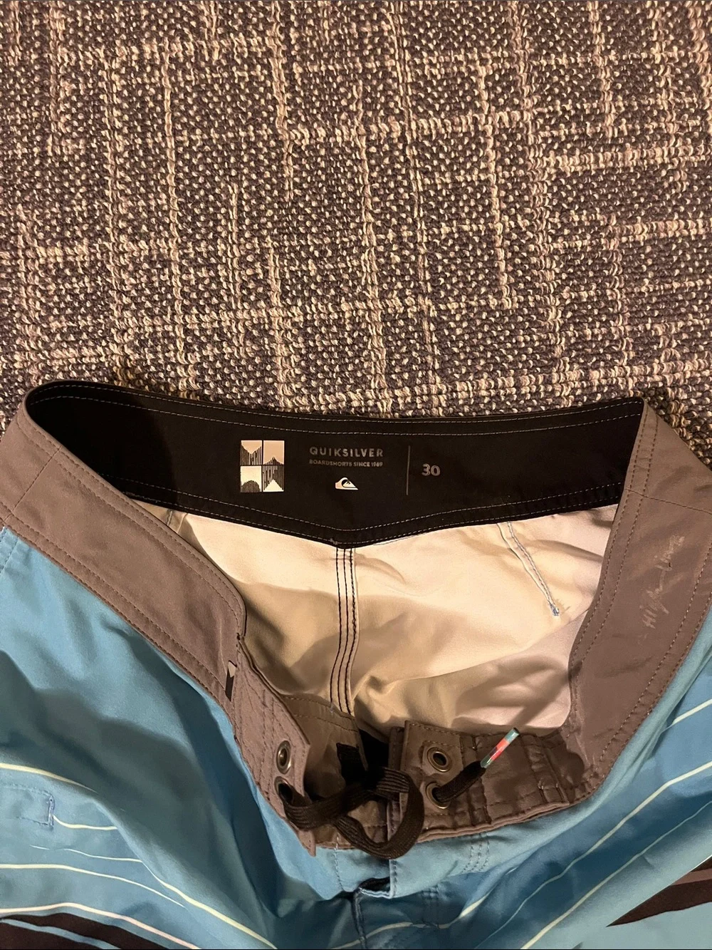 Quiksilver Blue Mint Gradient Stripe Kids Swim Trunks